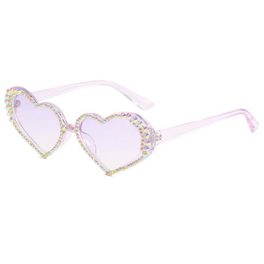 Small frame heart shaped bling sunglasses