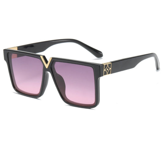 Luxury oversized designer like sunglasses- black/purple tint