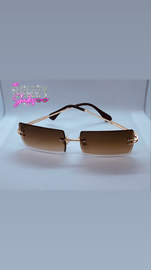 Unisex Square Rimless sunglasses- Brown