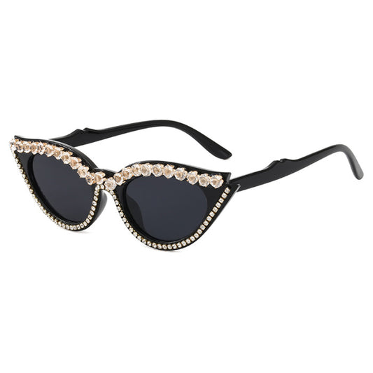 Cat eye bling sunglasses-black