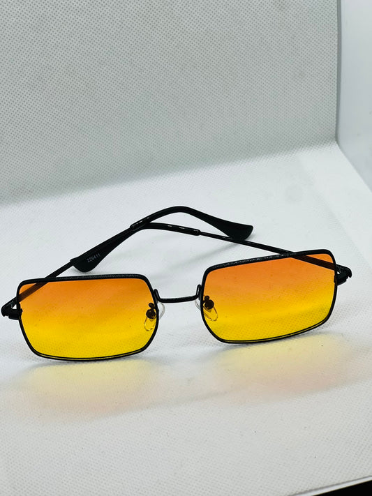 Two toned yellow/ orange black frame sunglasses