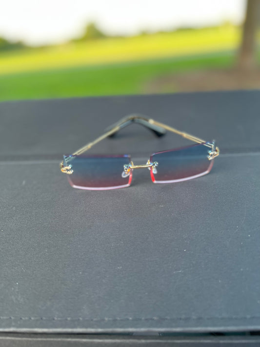 Unisex Square Rimless sunglasses-Blue/Pink