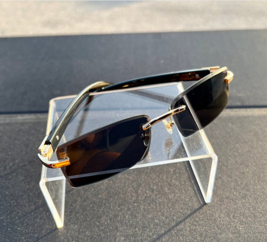 Men’s all black rimless sunglasses