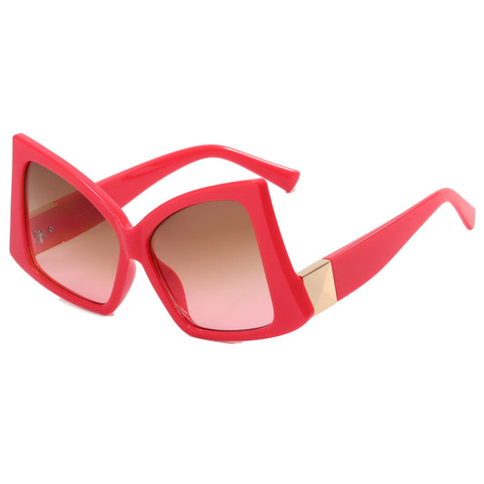 Womens Unique Square Oversized sunglasses- red