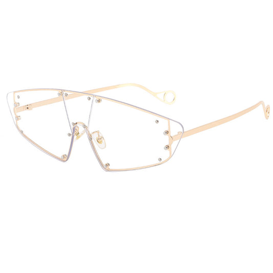 Steam punk one piece len sunglassss- clear/gold