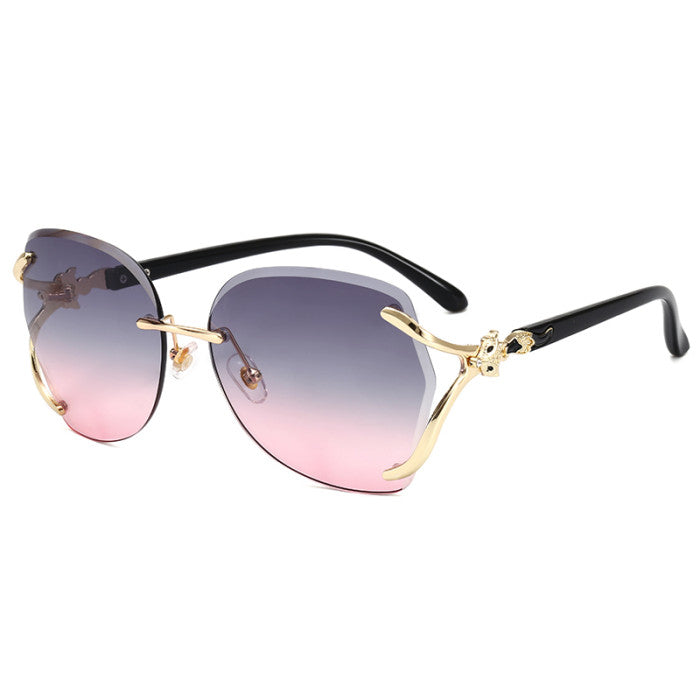 Womens rimless butterfly sunglasses -purple/pink