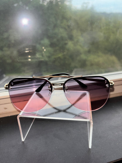 Womens two toned pilot aviator sunglasses- pink/purple