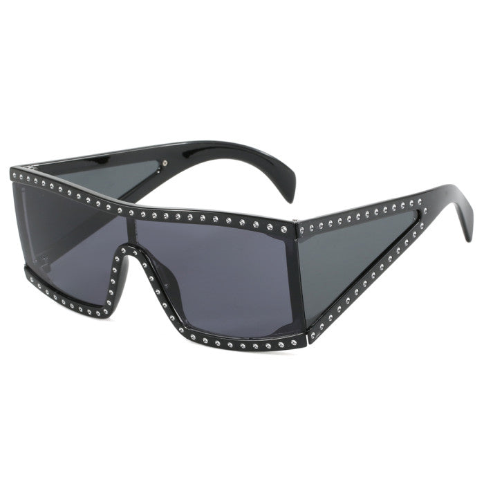 Glitter Girl Oversized Sunglasses -black