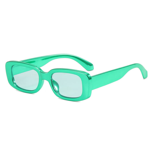 Metallic green small frame sunglasses