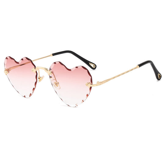 Ladies Rimless Heart Sunglasses-pink