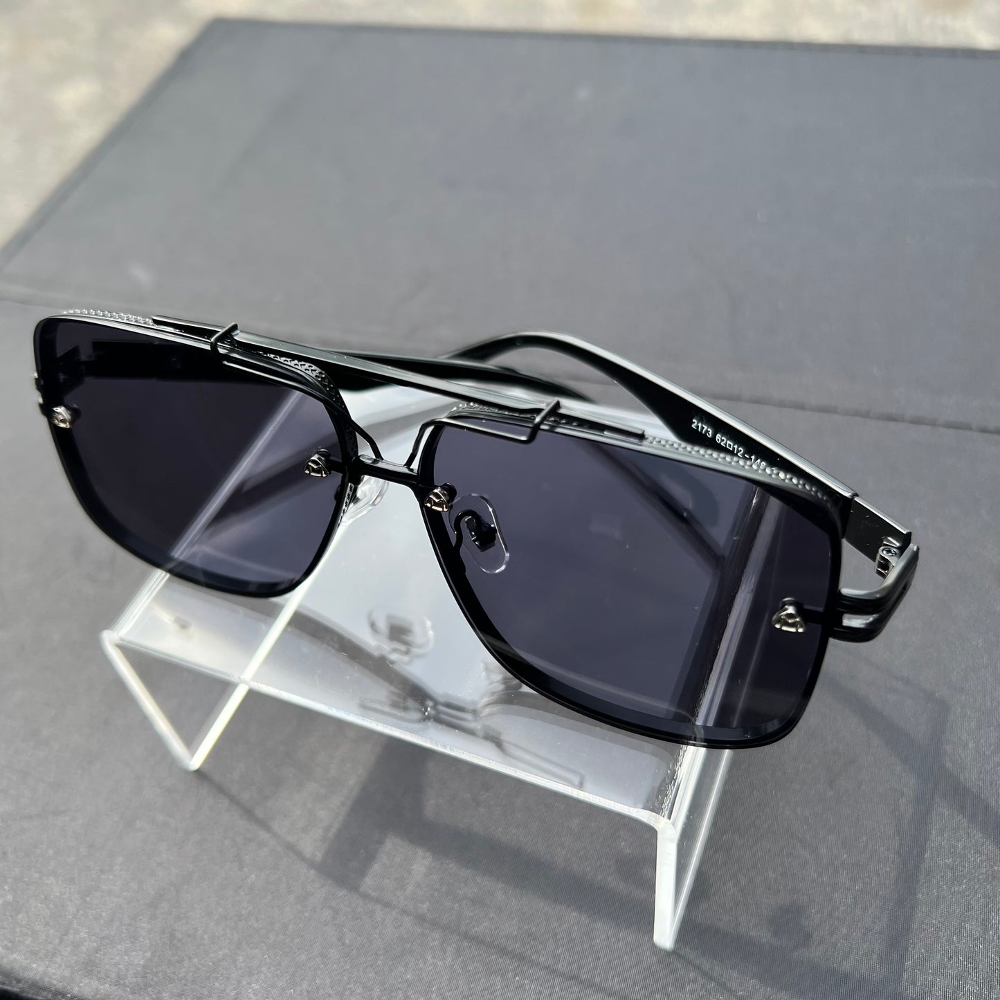 Mens wide frame sunglasses- black tint – Brizzy Shades