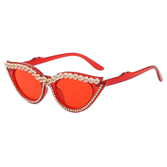 Cat eye bling sunglasses-red